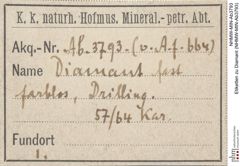 Etiketten zu Diamant (NHMW-MIN-Ab3793)